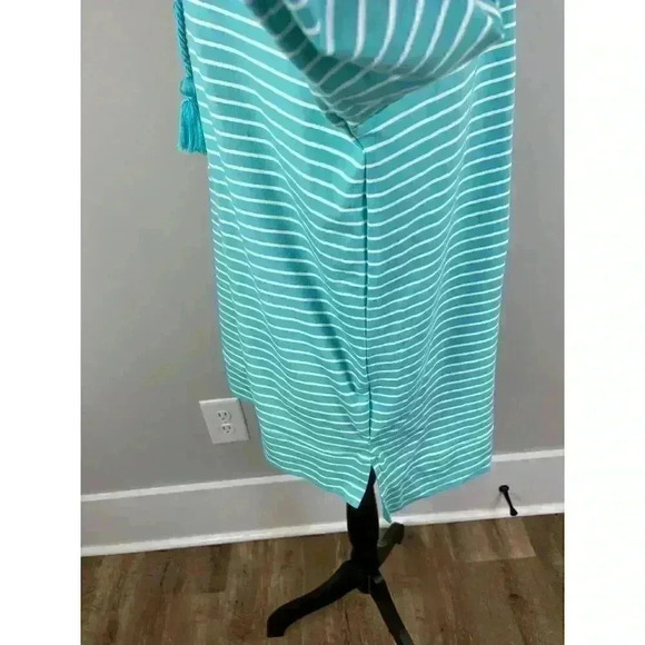 Coolibar Key Colony Beach Hoodie Blue Striped Tassel UPF 50 Stretch S - Picture 5 of 12